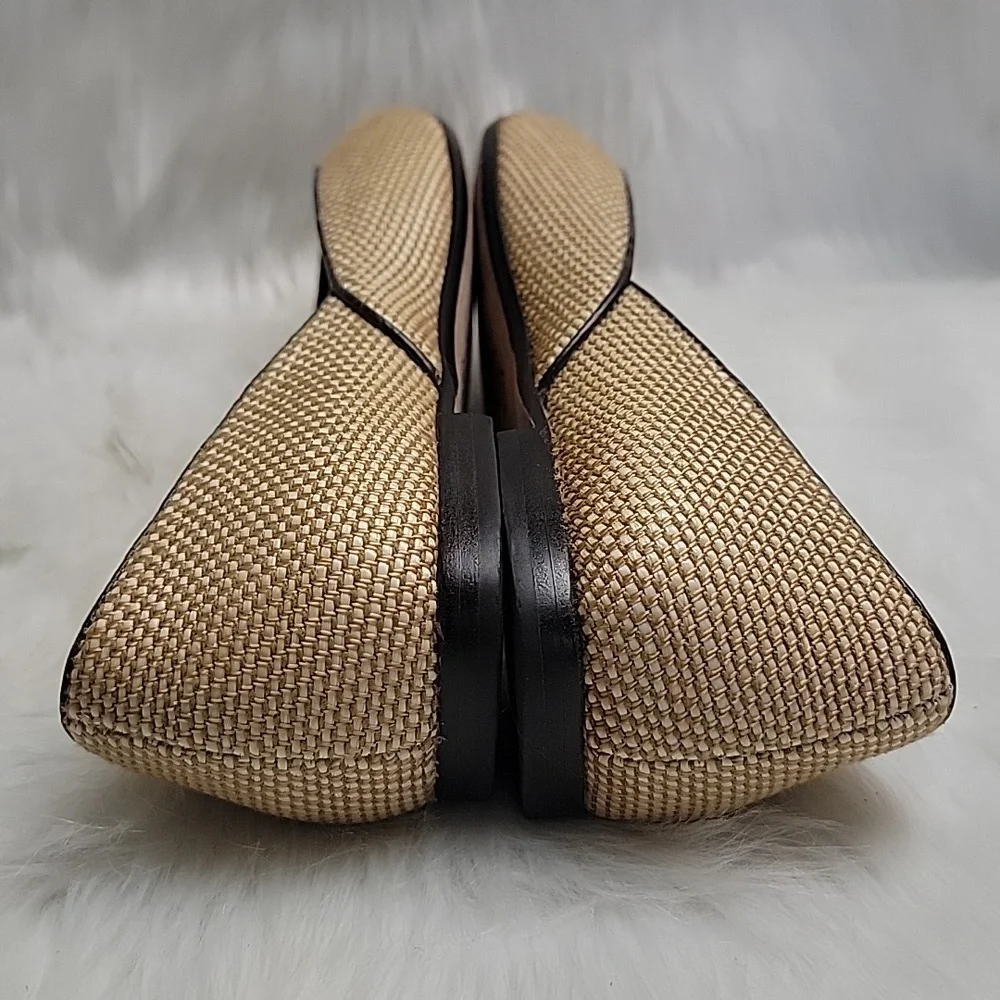 TALBOTS Gold Cream Metallic Tweed‎ Woven Square Toe Preppy Office Ballet Flats 6